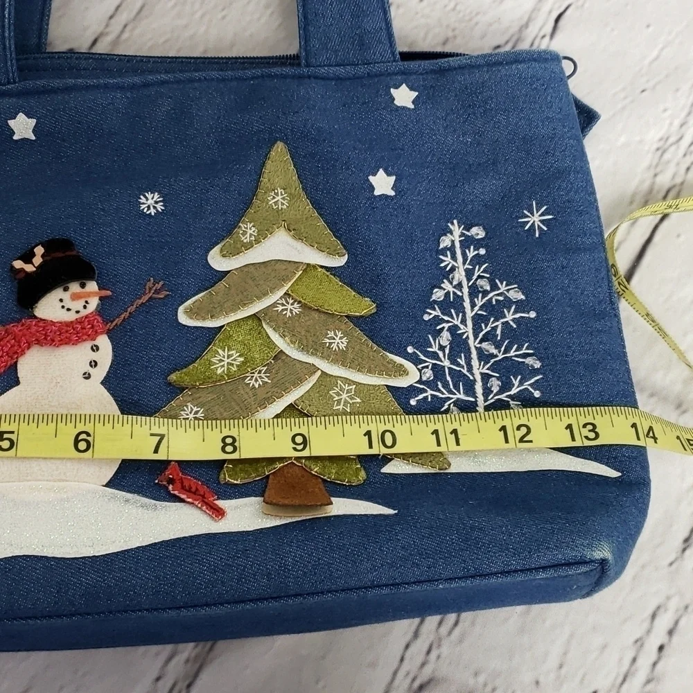 Cappelli Straworld Inc Bag 2008 Snowman Decor 100% Cotton Denim GUC - Picture 9 of 14